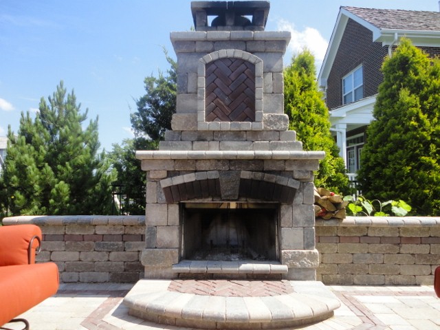brick paver fireplace northbrook