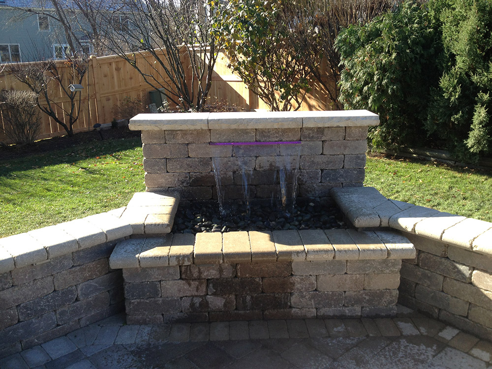 brick paver water feature arlington hts