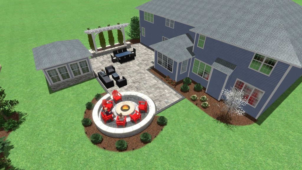 3d brick outdoor patio paver installation