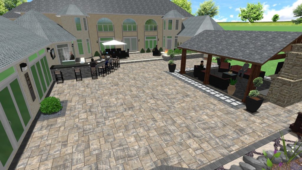3d brick paver outdoor space