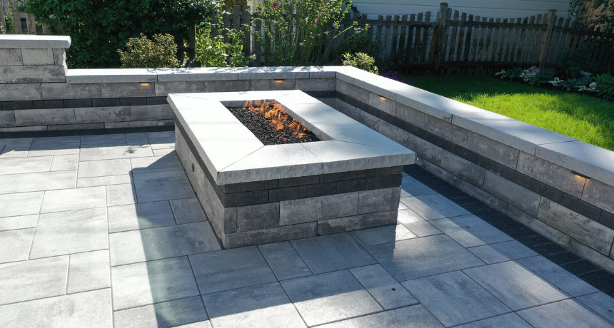 Fire Pit built by Pavestone Brick Paving